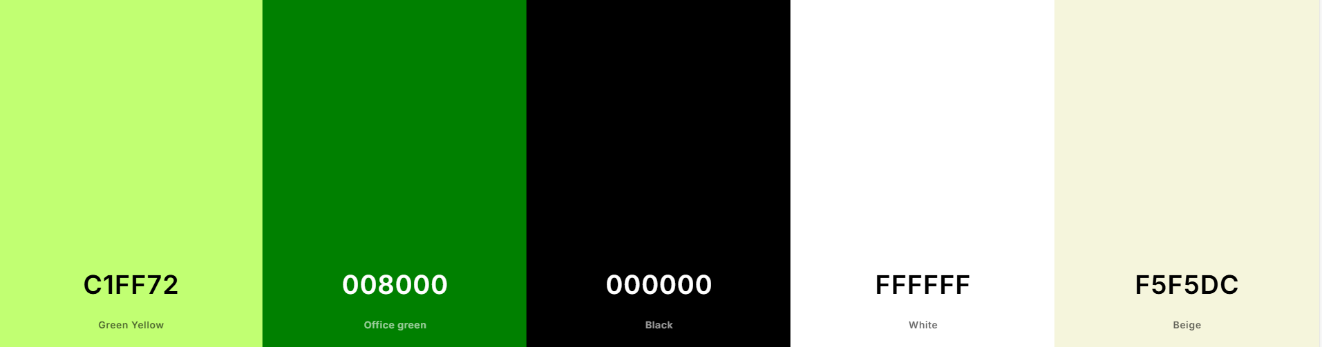 A picture of the initial style guide's primary colors.